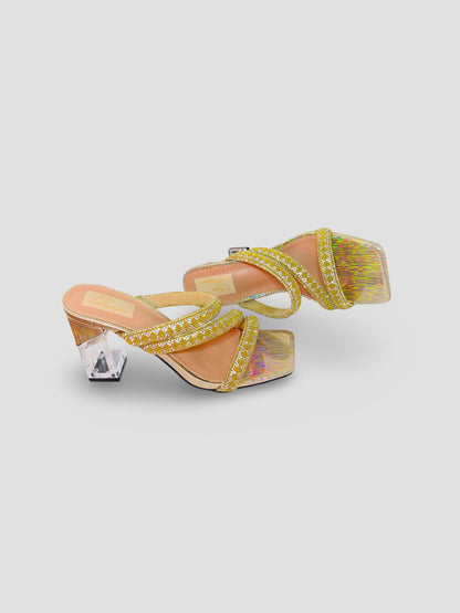 Crystal Embellished Strappy Mules
