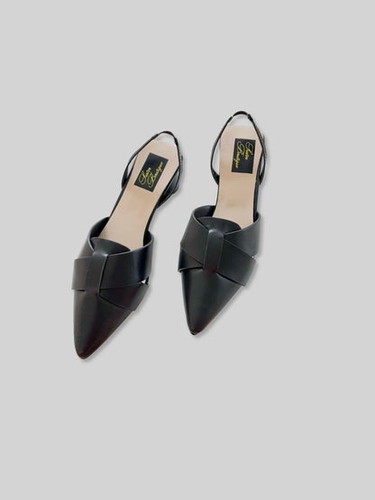 Patent Slingback Pumps- Black