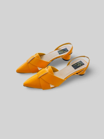 Patent Slingback Pumps- Yellow