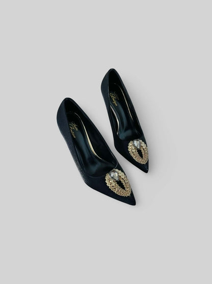 Luxury Suede Rhinestone Pumps