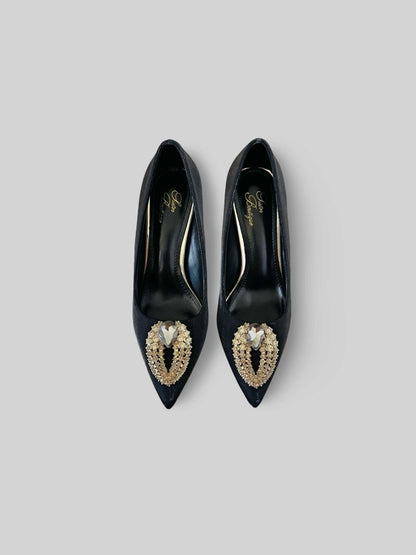 Luxury Suede Rhinestone Pumps