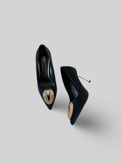 Luxury Suede Rhinestone Pumps