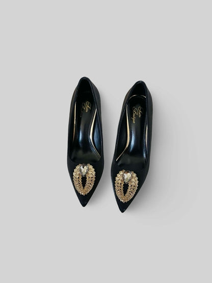 Luxury Suede Rhinestone Pumps