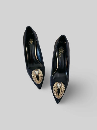 Luxury Suede Rhinestone Pumps