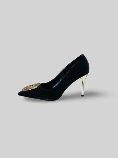 Luxury Suede Rhinestone Pumps
