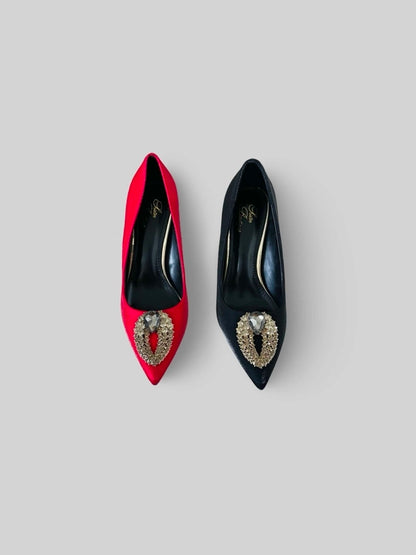 Luxury Suede Rhinestone Pumps