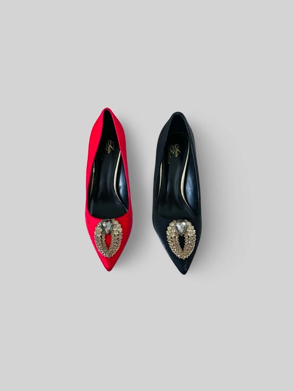 Luxury Suede Rhinestone Pumps