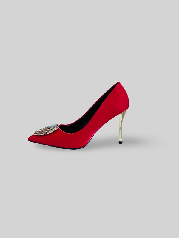 Luxury Suede Rhinestone Pumps
