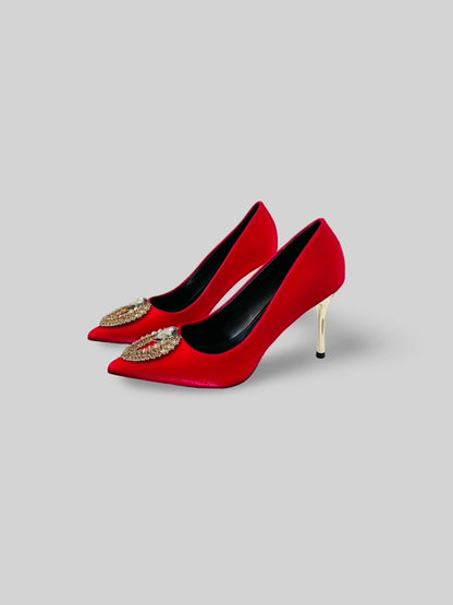 Luxury Suede Rhinestone Pumps