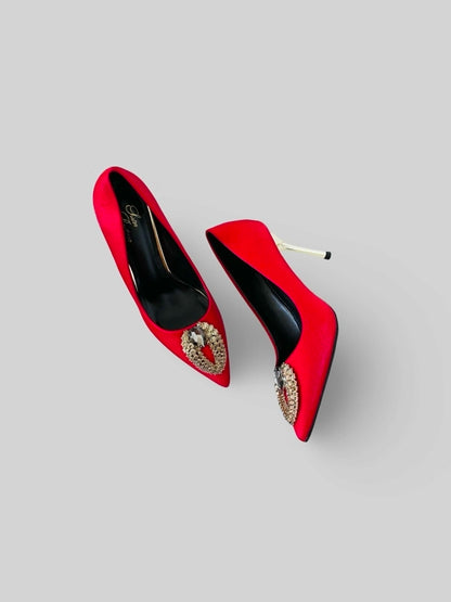 Luxury Suede Rhinestone Pumps