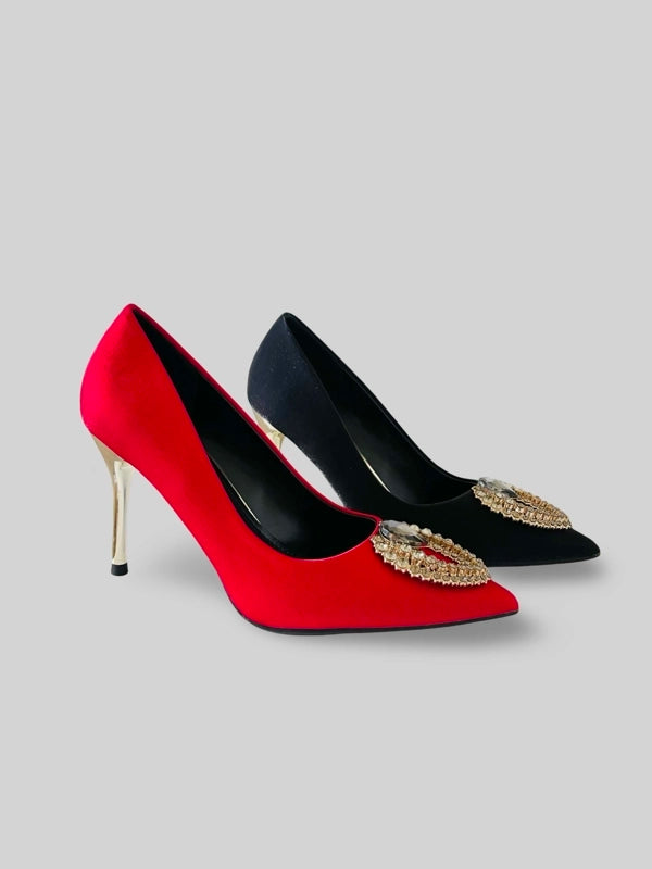 Luxury Suede Rhinestone Pumps