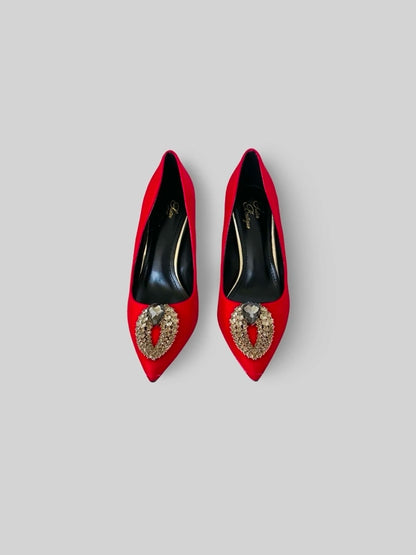 Luxury Suede Rhinestone Pumps