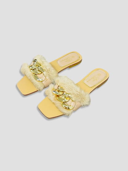Fluffy Chain Decor Slippers