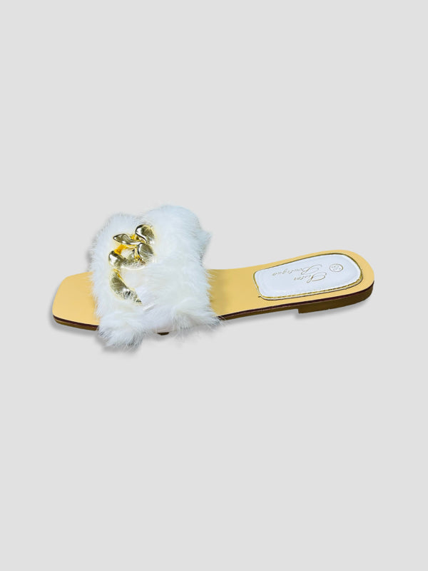 Fluffy Chain Decor Slippers