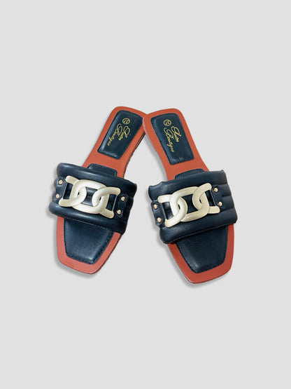 Women Chain Detail Slide Sandals