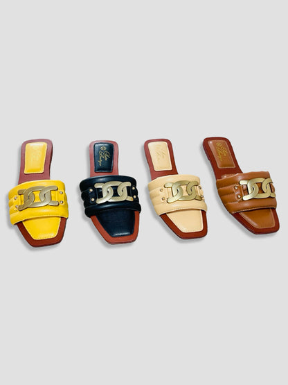 Women Chain Detail Slide Sandals