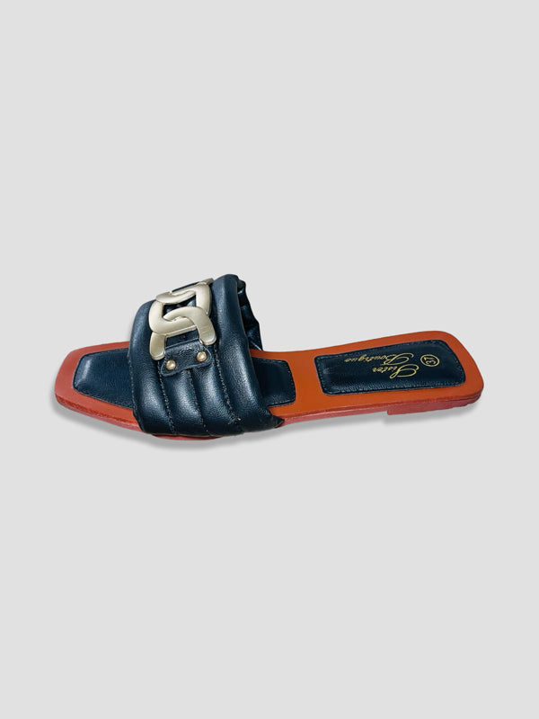 Women Chain Detail Slide Sandals