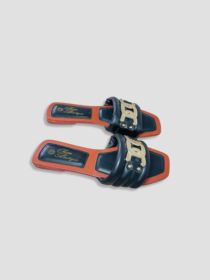 Women Chain Detail Slide Sandals