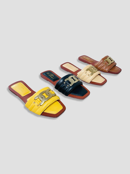 Women Chain Detail Slide Sandals