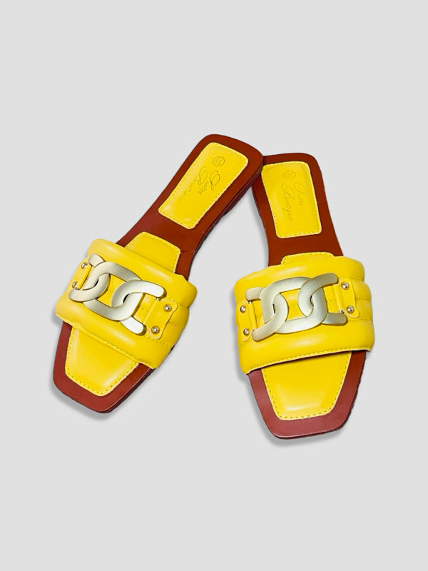 Women Chain Detail Slide Sandals
