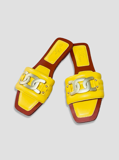 Women Chain Detail Slide Sandals