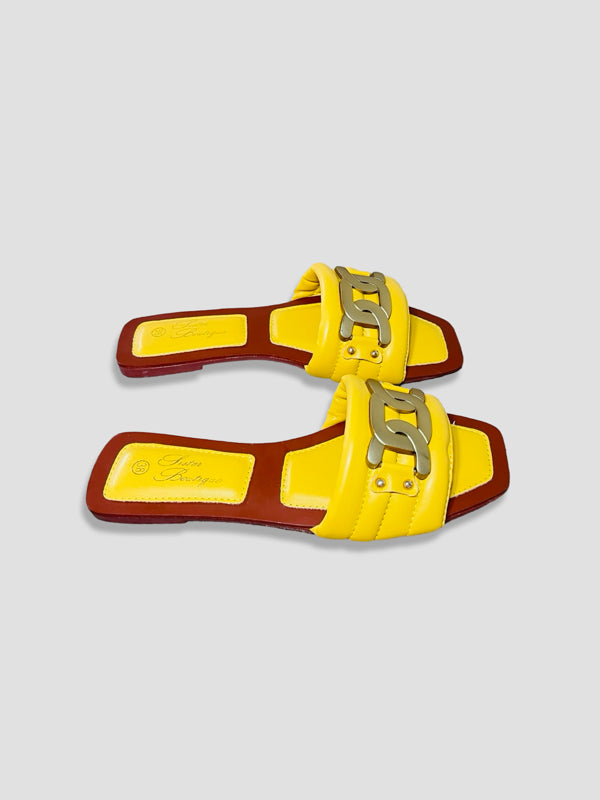 Women Chain Detail Slide Sandals