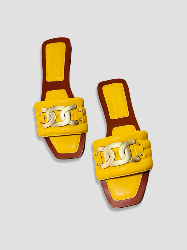 Women Chain Detail Slide Sandals