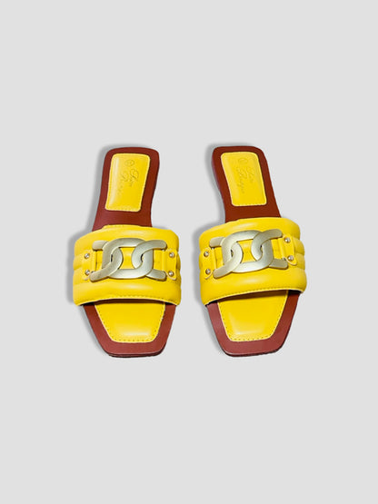 Women Chain Detail Slide Sandals