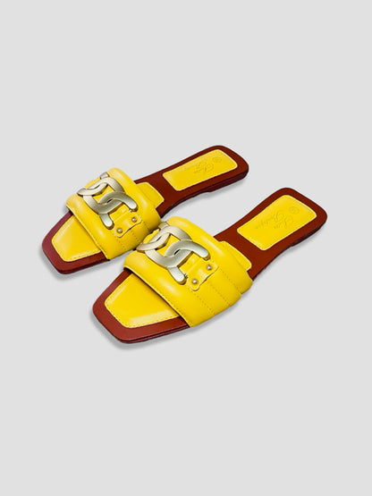 Women Chain Detail Slide Sandals