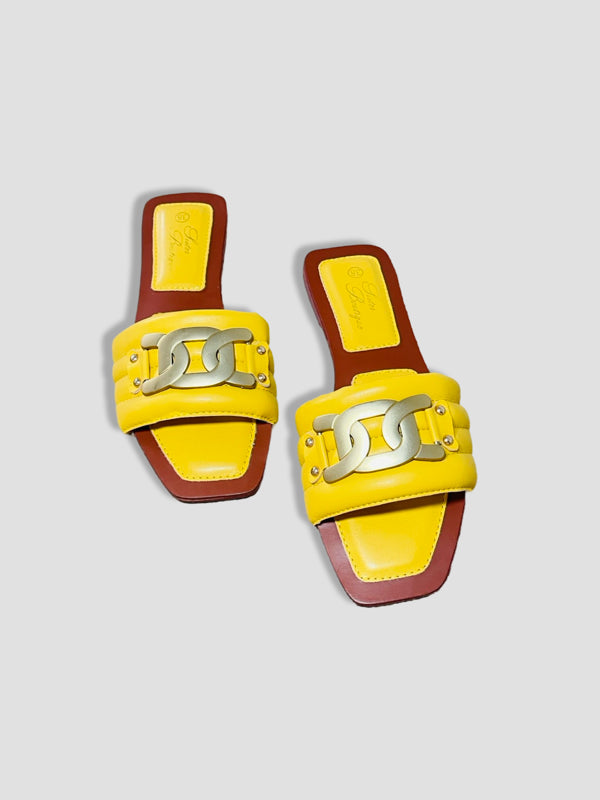 Women Chain Detail Slide Sandals