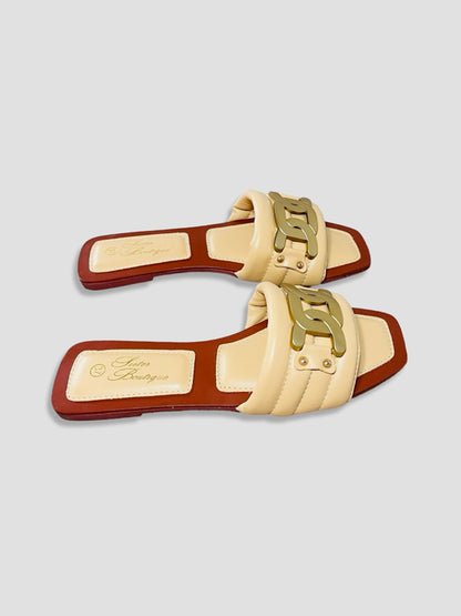 Women Chain Detail Slide Sandals