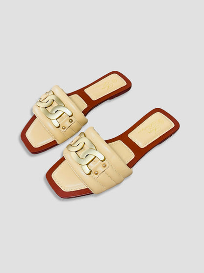 Women Chain Detail Slide Sandals