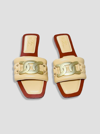 Women Chain Detail Slide Sandals