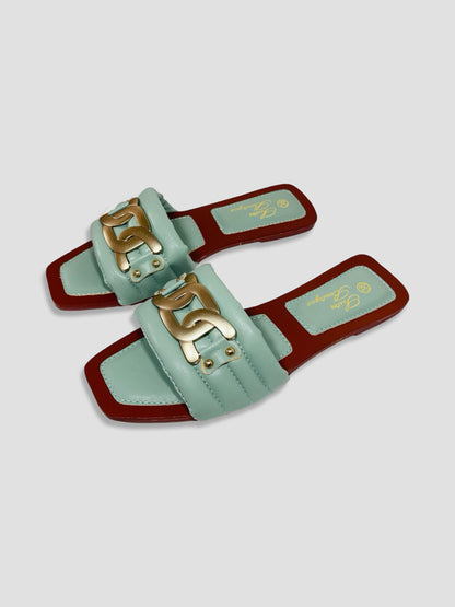 Women Chain Detail Slide Sandals