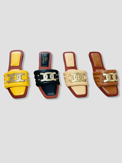 Women Chain Detail Slide Sandals