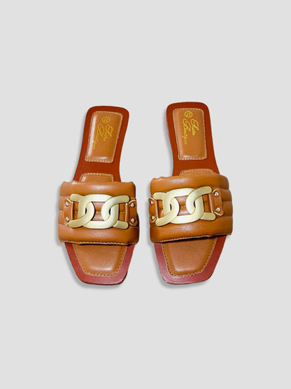 Women Chain Detail Slide Sandals