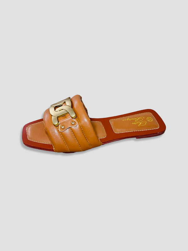 Women Chain Detail Slide Sandals