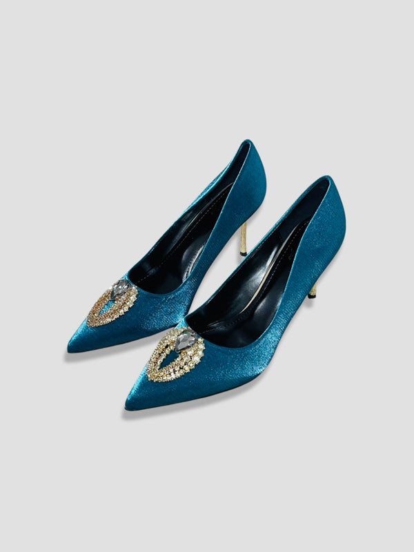 Luxury Suede Rhinestone Pumps