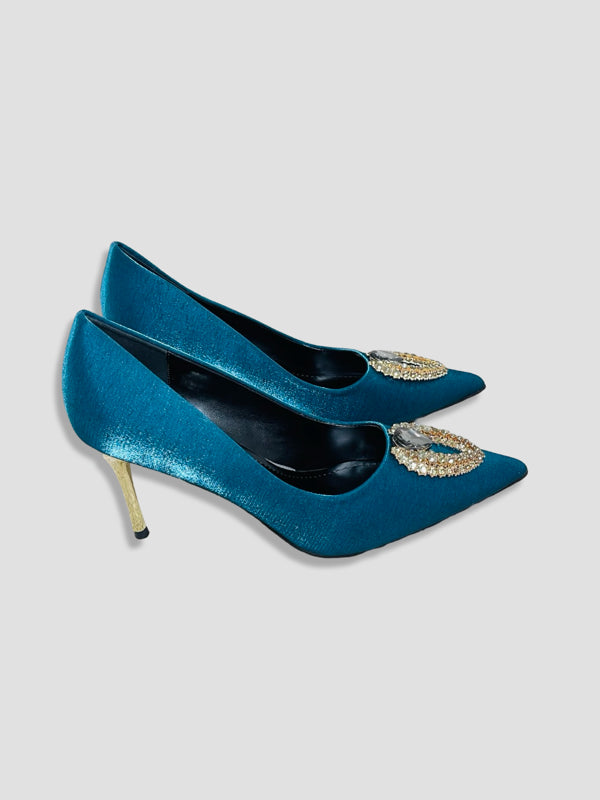 Luxury Suede Rhinestone Pumps