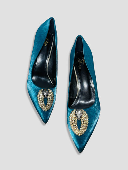 Luxury Suede Rhinestone Pumps