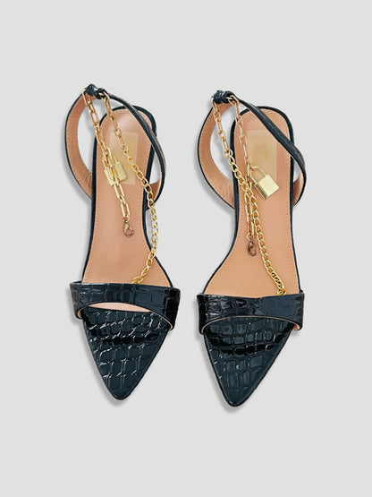 Croc chain Pointed Party Heels