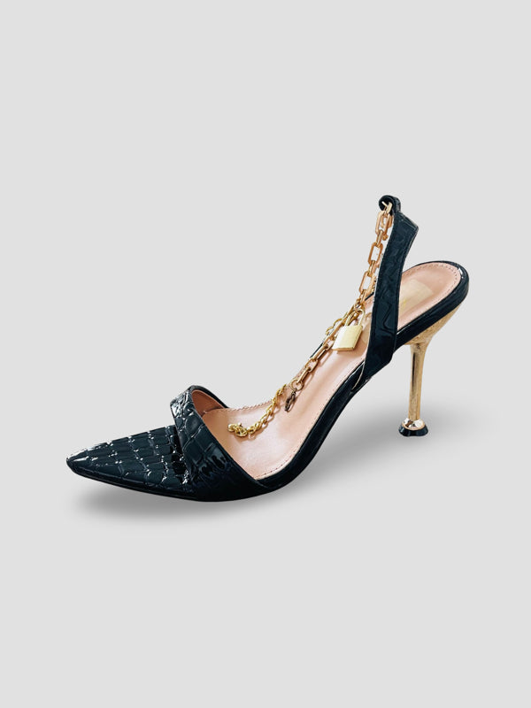 Croc chain Pointed Party Heels