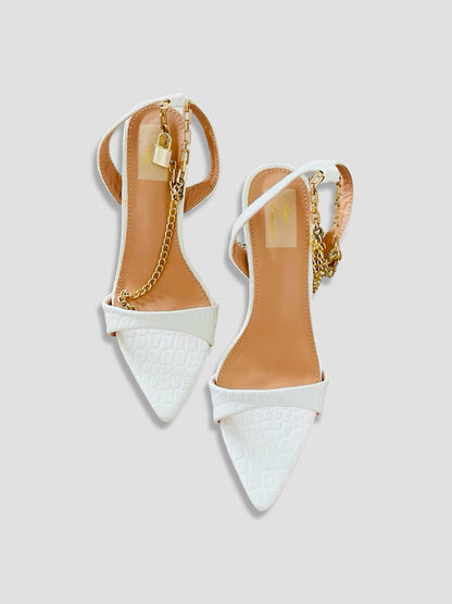 Croc chain Pointed Party Heels