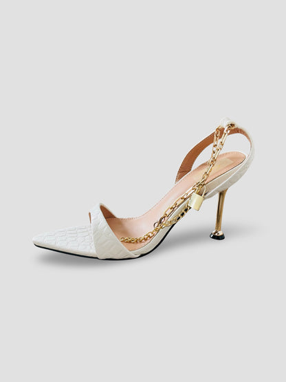 Croc chain Pointed Party Heels