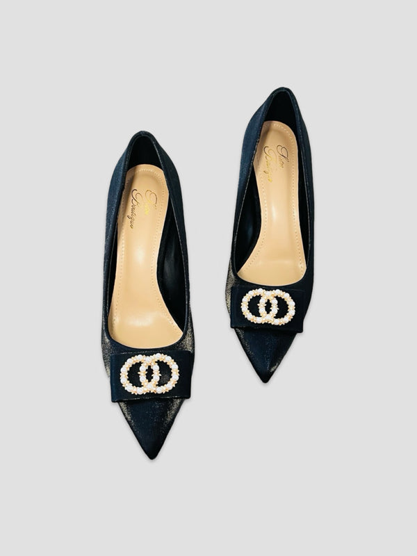 Pearl Bow Charm Heels