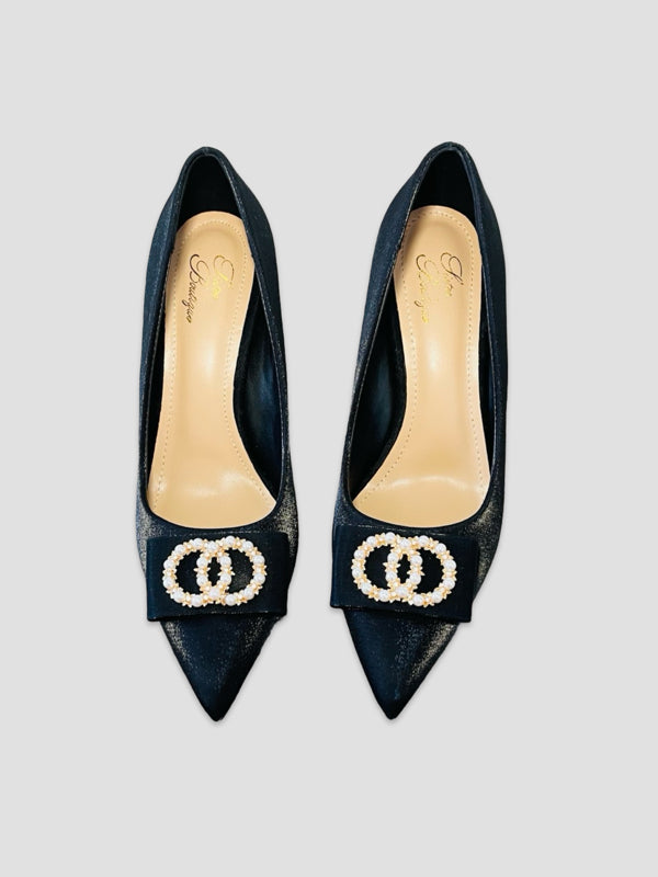 Pearl Bow Charm Heels