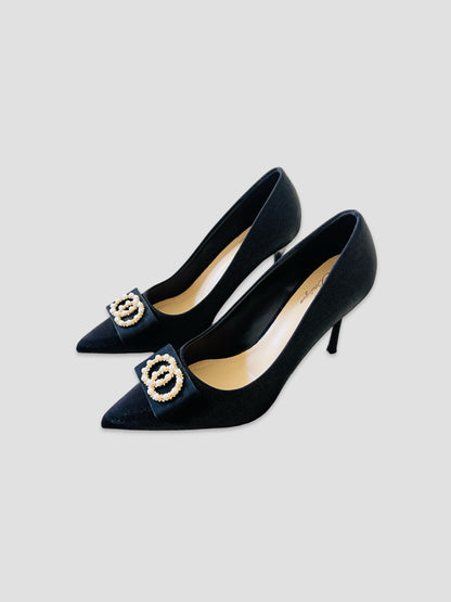 Pearl Bow Charm Heels