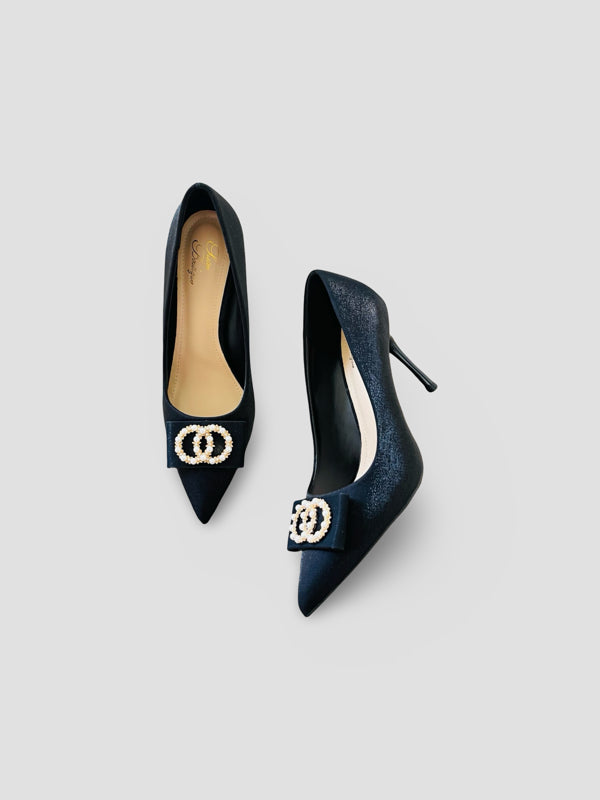 Pearl Bow Charm Heels