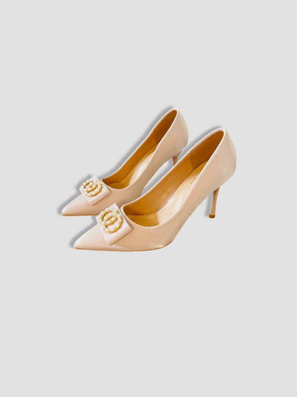 Pearl Bow Charm Heels
