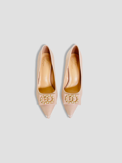 Pearl Bow Charm Heels